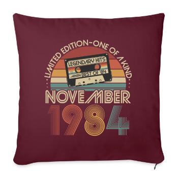 Novembre 1984 né rétro anniversaire - Housse de coussin décorative 45 x 45 cm - bordeaux - Devant