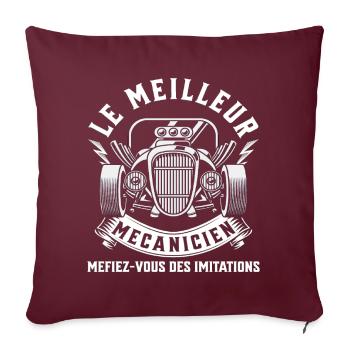 Meilleur mécanicien humour mécanique cadeau homme - Housse de coussin décorative 45 x 45 cm - bordeaux - Devant
