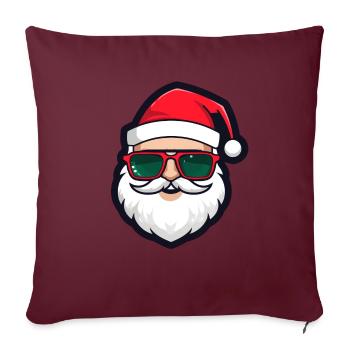 Logo cool du Père Noël avec des lunettes de soleil - Housse de coussin décorative 45 x 45 cm - bordeaux - Devant