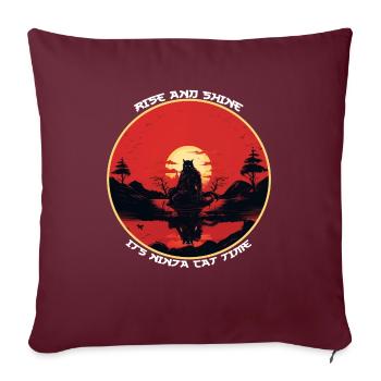 Drôle Noir Ninja Cat Silhouette Ninja Cat Time - Housse de coussin décorative 45 x 45 cm - bordeaux - Devant