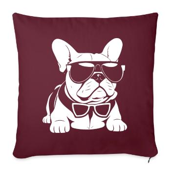 Lustige Französische Bulldogge mit Sonnenbrille Französischer Bulld - Sofakissenbezug 45 x 45 cm - Burgunderrot - Vorne
