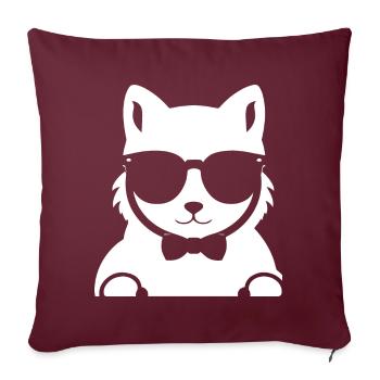 Drôle d’écureuil portant des lunettes de soleil écureuils - Housse de coussin décorative 45 x 45 cm - bordeaux - Devant