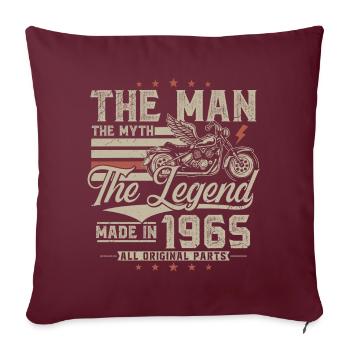 1965 homme mythe légende moto motard - Housse de coussin décorative 45 x 45 cm - bordeaux - Devant