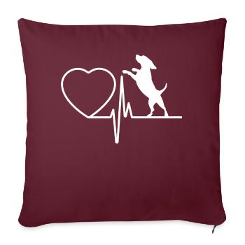 Battement de cœur du chien - Housse de coussin décorative 45 x 45 cm - bordeaux - Devant