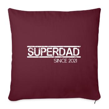 Super-père depuis 2021 - Housse de coussin décorative 45 x 45 cm - bordeaux - Devant