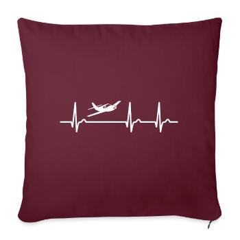 Courbe ECG - courbe cardiaque - pouls - pilote d’avion de sport - Housse de coussin décorative 45 x 45 cm - bordeaux - Devant