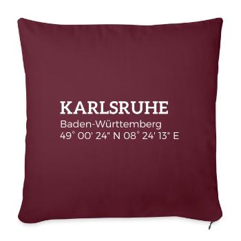 les coordonnées de Karlsruhe Baden-Württemberg - Housse de coussin décorative 45 x 45 cm - bordeaux - Devant
