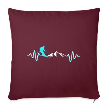 ski rythme cardiaque ECG Puls ligne de cœur - Housse de coussin décorative 45 x 45 cm - bordeaux - Devant