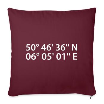 Aachen Koordinaten - Sofakissenbezug 45 x 45 cm - Burgunderrot - Vorne
