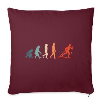 EVOLUTION skieur de fond skieur rétro vintage - Housse de coussin décorative 45 x 45 cm - bordeaux - Devant