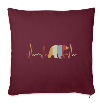 Ours battant de cœur - Housse de coussin décorative 45 x 45 cm - bordeaux - Devant