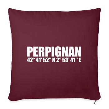 Perpignan Koordinaten - Sofakissenbezug 45 x 45 cm - Burgunderrot - Vorne