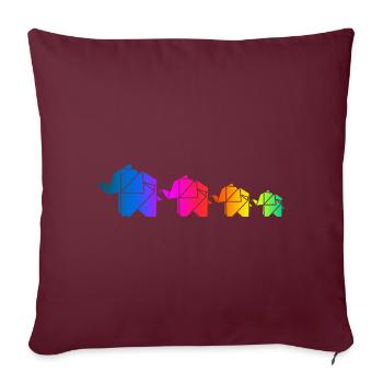 Origami éléphant famille famille chemise partenaire look - Housse de coussin décorative 45 x 45 cm - bordeaux - Devant