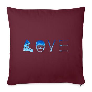 SKI LOVE - Sports d’hiver - Ski - Snow Edition* - Housse de coussin décorative 45 x 45 cm - bordeaux - Devant