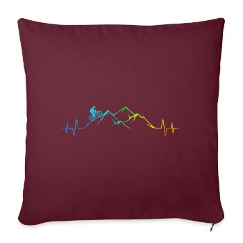 Mountainbiker - Montagne - Coloré - VTT - Heartbeat - Housse de coussin décorative 45 x 45 cm - bordeaux - Devant