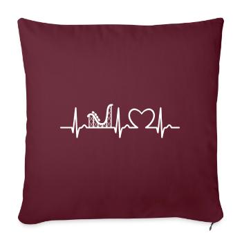 Courbe ECG - courbe cardiaque - montagnes russes - parc d’attractions - Housse de coussin décorative 45 x 45 cm - bordeaux - Devant