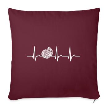 EKG Kurve - Herzkurve - Ammonit - Archäologie - Sofakissenbezug 45 x 45 cm - Burgunderrot - Vorne