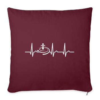 Courbe ECG - Courbe cardiaque - Roulette - Jeux de hasard - Housse de coussin décorative 45 x 45 cm - bordeaux - Devant