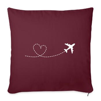 Avion avec arc de cœur - Housse de coussin décorative 45 x 45 cm - bordeaux - Devant