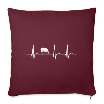 Courbe ECG - Courbe cardiaque - Pouls - Mouton - Laine - Housse de coussin décorative 45 x 45 cm - bordeaux - Devant