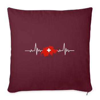 Suisse Carte Heartbeat Schweiz Herzschlag Karte - Housse de coussin décorative 45 x 45 cm - bordeaux - Devant