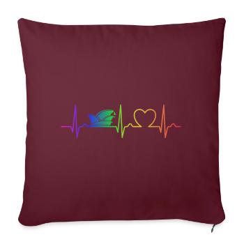 Herzkurve - Narrenkappe - Regenbogen - Fasching - Sofakissenbezug 45 x 45 cm - Burgunderrot - Vorne