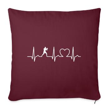 Courbe cardiaque, ECG, Boxe, Arts martiaux, Entraînement de boxe - Housse de coussin décorative 45 x 45 cm - bordeaux - Devant
