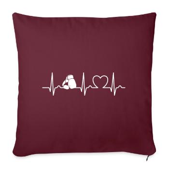 Courbe cardiaque, ECG, Boxe, Arts martiaux, Entraînement de boxe - Housse de coussin décorative 45 x 45 cm - bordeaux - Devant