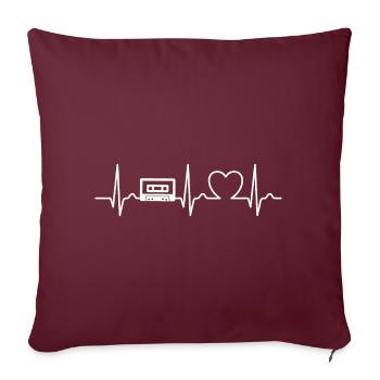 Cassette de musique - Courbe ECG - Courbe cardiaque - Housse de coussin décorative 45 x 45 cm - bordeaux - Devant