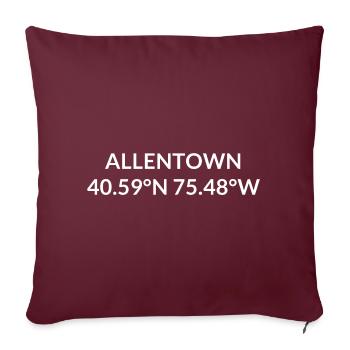 Coordonnées Allentown, Pennsylvanie, États-Unis - Housse de coussin décorative 45 x 45 cm - bordeaux - Devant