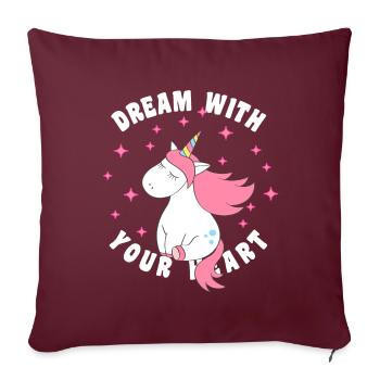Licorne Rêves Étoiles - Housse de coussin décorative 45 x 45 cm - bordeaux - Devant