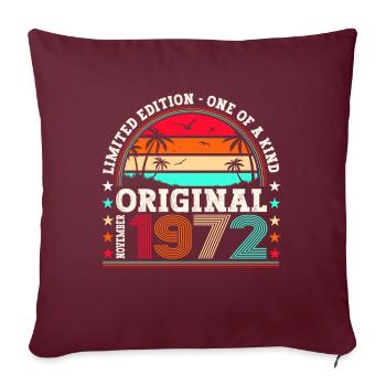 Original novembre 1972 Cadeau du 50e anniversaire - Housse de coussin décorative 45 x 45 cm - bordeaux - Devant