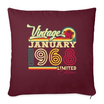 Né en 1968 Janvier 55e anniversaire Homme cadeau - Housse de coussin décorative 45 x 45 cm - bordeaux - Devant