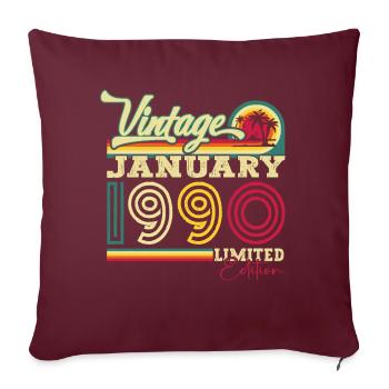 Né le 33 janvier 1990 Homme cadeau - Housse de coussin décorative 45 x 45 cm - bordeaux - Devant