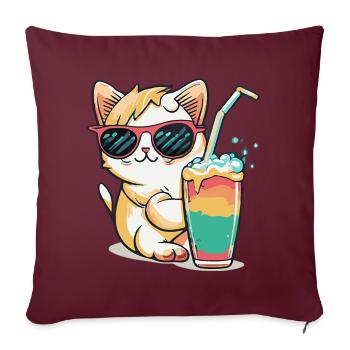 Le rêve d’un amoureux des chats - Housse de coussin décorative 45 x 45 cm - bordeaux - Devant