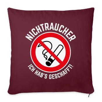 Nichtraucher – Ich Hab’s Geschafft! (3C / W) - Sofakissenbezug 45 x 45 cm - Burgunderrot - Vorne