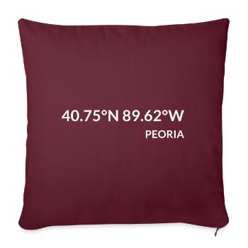 Coordonnées Peoria, Illinois, États-Unis - Housse de coussin décorative 45 x 45 cm - bordeaux - Devant