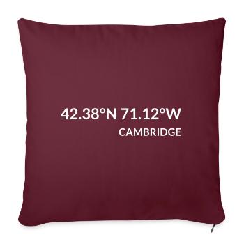Coordonnées Cambridge, Massachusetts, États-Unis - Housse de coussin décorative 45 x 45 cm - bordeaux - Devant