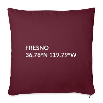 Fresno California USA Koordinaten - Sofakissenbezug 45 x 45 cm - Burgunderrot - Vorne