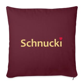 Schnucki mit Herz als i-Punkt - Sofakissenbezug 45 x 45 cm - Burgunderrot - Vorne