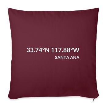 Santa Ana, Californie, États-Unis Coordonnées - Housse de coussin décorative 45 x 45 cm - bordeaux - Devant