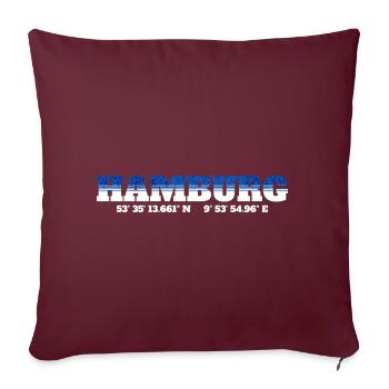 Hamburger Koordinaten Hamburg - Sofakissenbezug 45 x 45 cm - Burgunderrot - Vorne