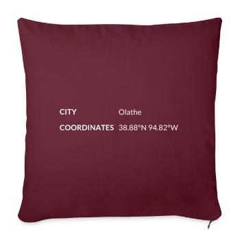 Olathe Kansas USA Koordinaten - Sofakissenbezug 45 x 45 cm - Burgunderrot - Vorne