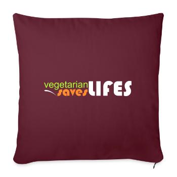 vegetarisch - rettet Leben - Sofakissenbezug 45 x 45 cm - Burgunderrot - Vorne