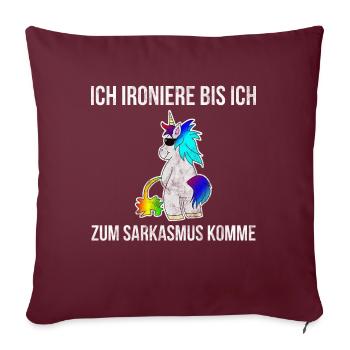Licorne disant ironie Funny cadeau cadeau pipi - Housse de coussin décorative 45 x 45 cm - bordeaux - Devant
