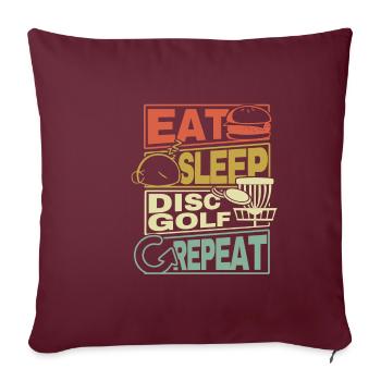 Manger Sleep Disc Golf Répéter Frisbee Geschenk Cadeau - Housse de coussin décorative 45 x 45 cm - bordeaux - Devant