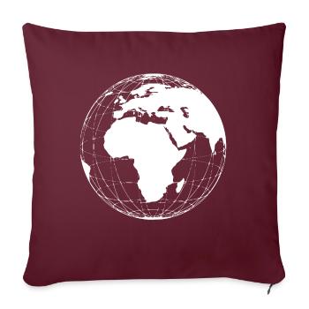 Globe - Globe terrestre blanc Planète Terre - Housse de coussin décorative 45 x 45 cm - bordeaux - Devant