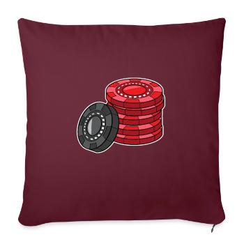 Poker - Ass - Casino - Pokerabend - 2xCaro - Sofakissenbezug 45 x 45 cm - Burgunderrot - Vorne