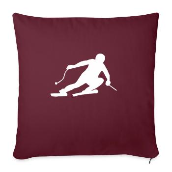 Skieur Ski Sports d'hiver Ski Noël - Housse de coussin décorative 45 x 45 cm - bordeaux - Devant
