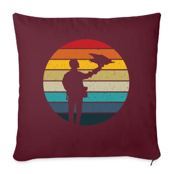 Falconer rétro coucher de soleil fauconnerie colportage fauconnier - Housse de coussin décorative 45 x 45 cm - bordeaux - Devant